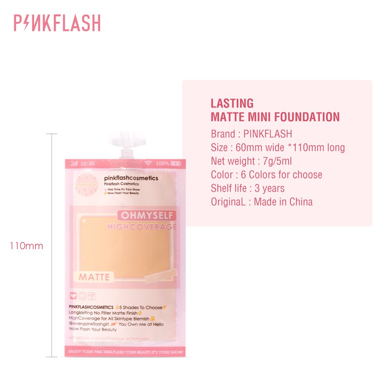 Kem Nền PINKFLASH PF-F05 Kết Cấu Lì Kiềm Dầu Che Phủ Toàn Diện 6 Màu Lựa Chọn 10g