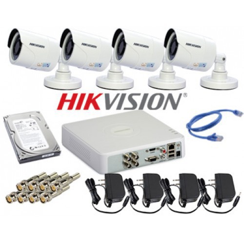 Trọn bộ 4 camera HIKVISION 2M đủ phụ kiện