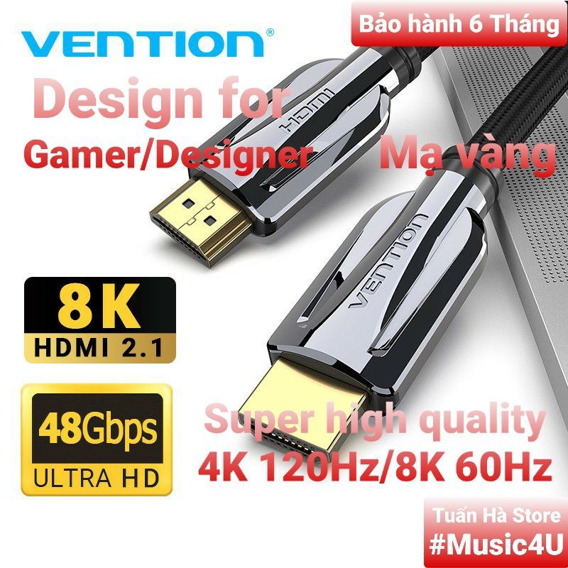 Dây cáp HDMI 2.1 Vention 8K 60Hz 4K 120Hz 3D 48Gbps HIFI Audio cho PC Laptop Gaming Tuấn Hà Store