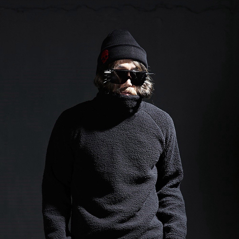 Nón Len Màu Đen Thêu Hình Đầu Lâu Phong Cách punk Thu Đông Cho Nam Nữ