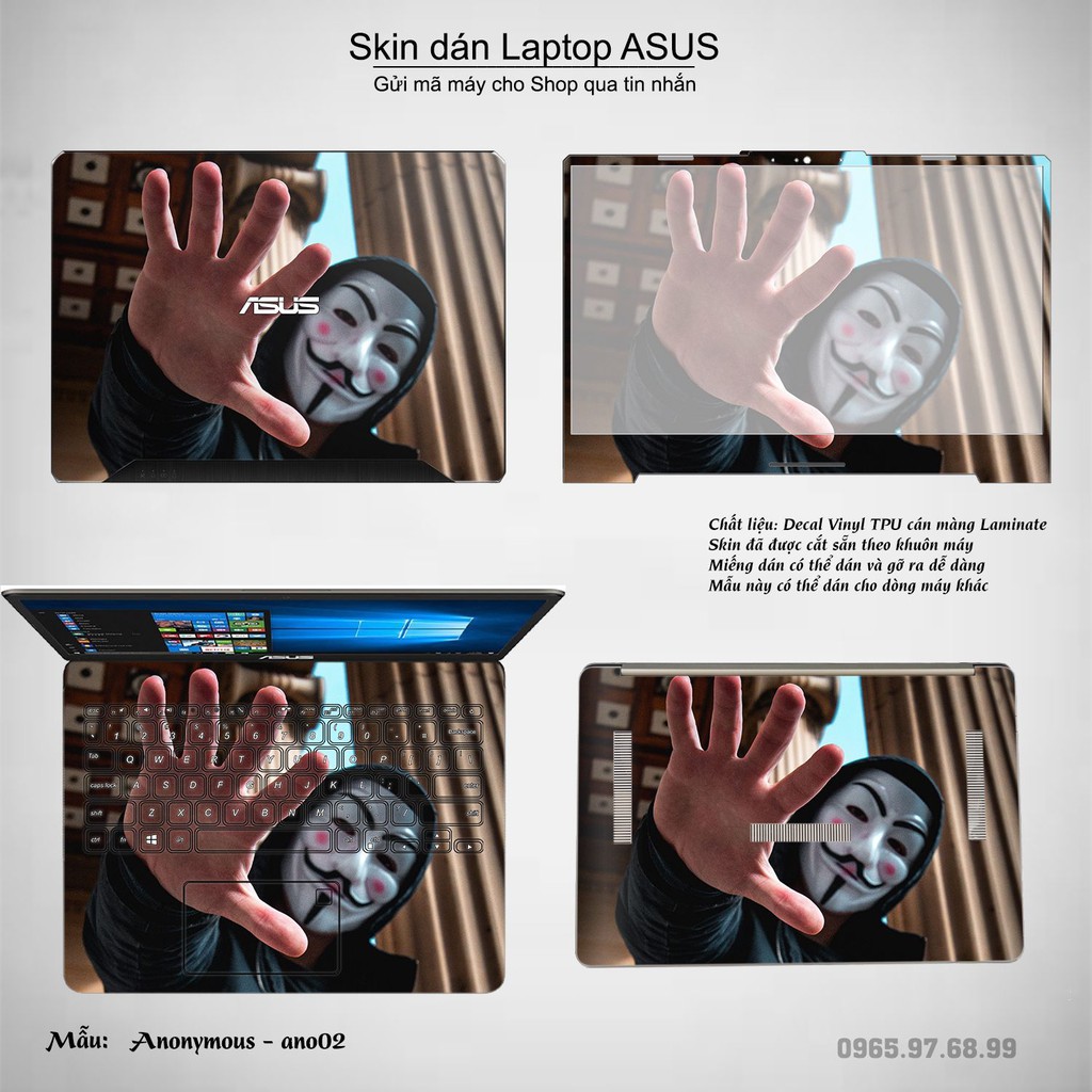 Skin dán Laptop Asus in hình Anonymous (inbox mã máy cho Shop)