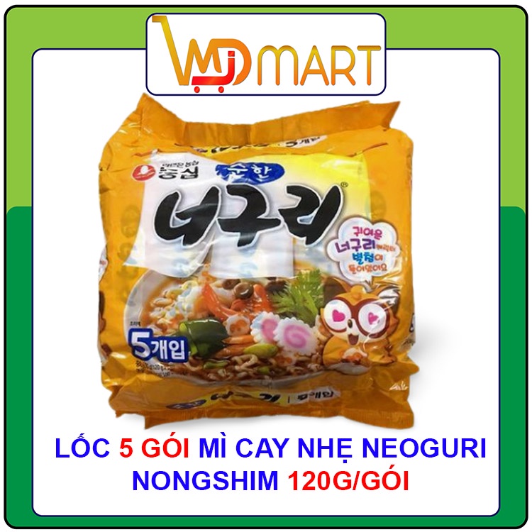 Lốc 5 gói mì Nongshim Neoguri Hàn quốc cay nhẹ 120g/gói