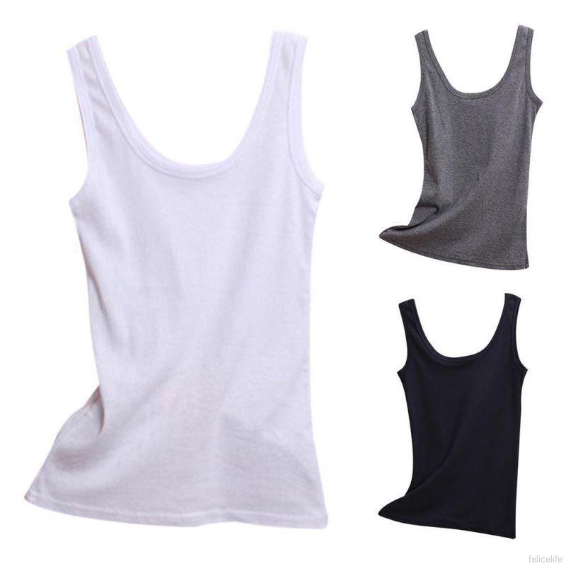 Áo tank top ba lỗ cotton màu trơn thời trang cho nữ