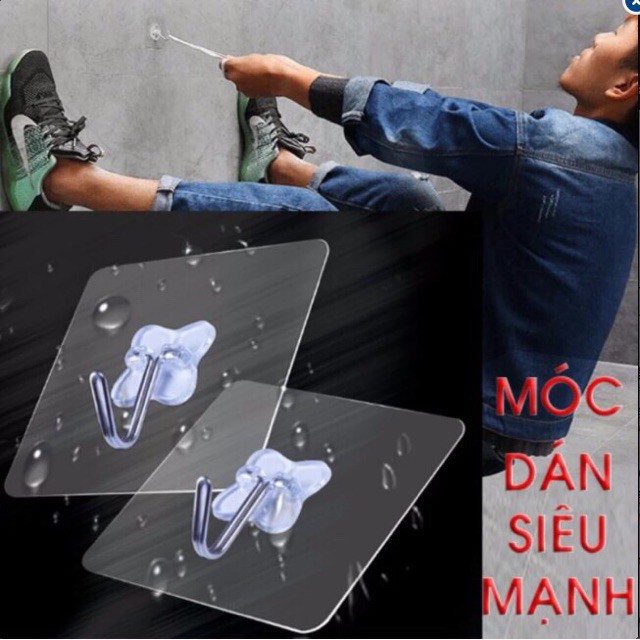 Móc Dán Tường Siêu Dính Trong Suốt Chịu Lực Tốt Treo Tường Chắc Chắn 6x6 cm