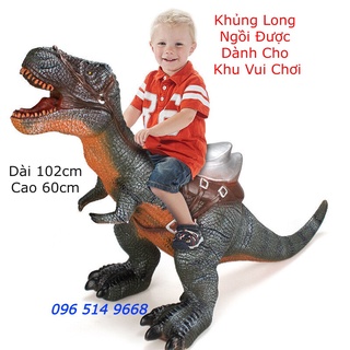 Mô hình đồ chơi khủng long bằng cao su mềm cho khu vui chơi có thể ngồi được