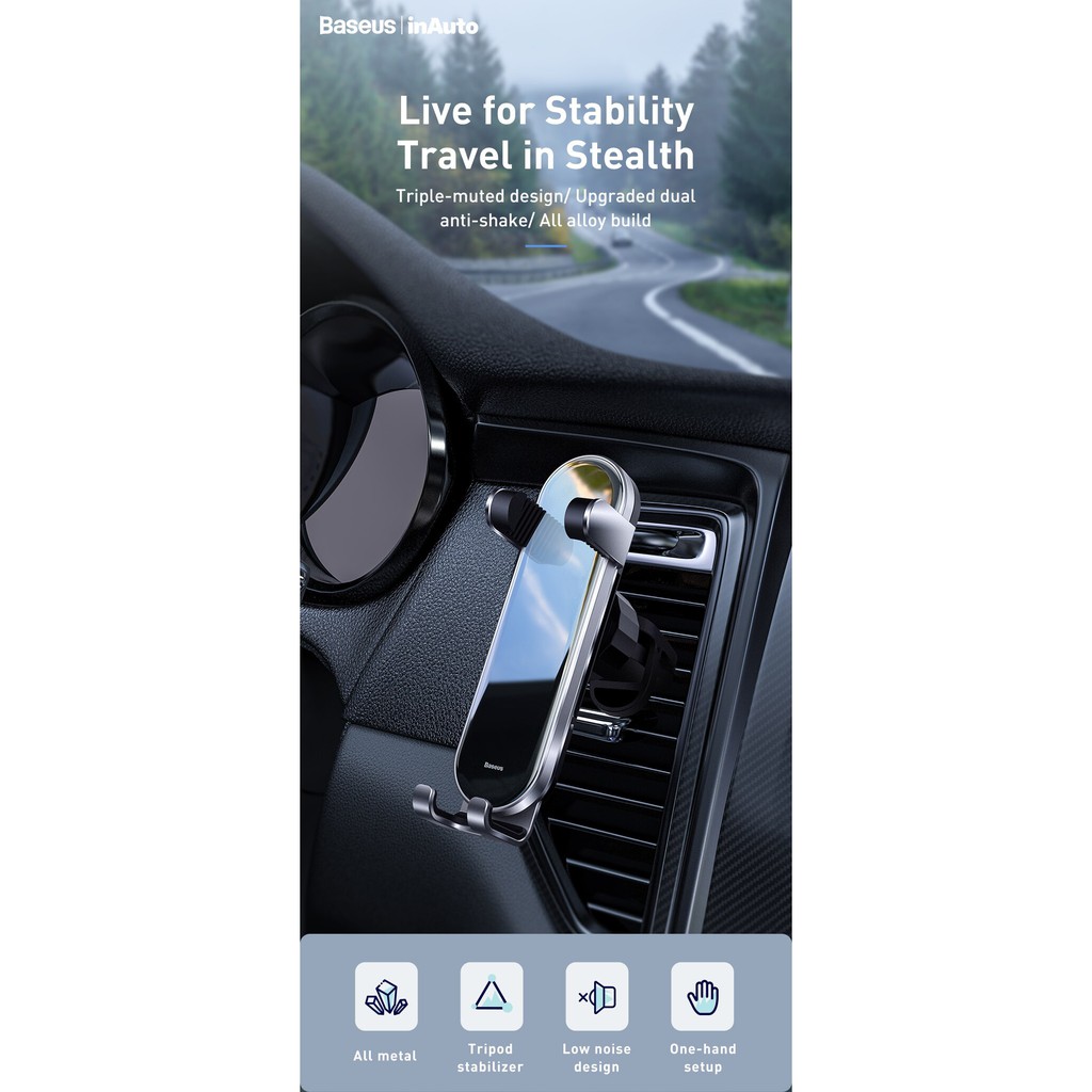 Giá đỡ điện thoại trên xe hơi Baseus SUYL-QE01/0S Penguin gravity phone holder | BigBuy360 - bigbuy360.vn