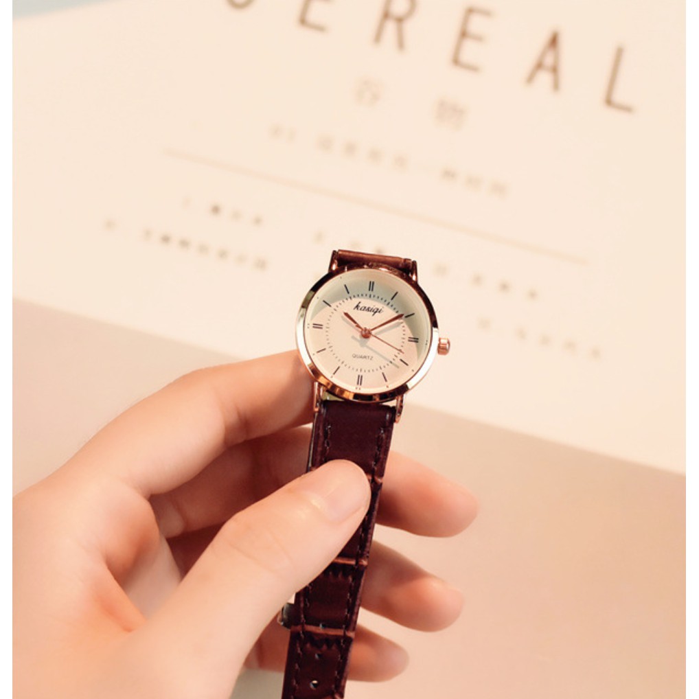 [CỰC ĐẸP] ĐỒNG HỒ NỮ DÂY DA KASIQI MẶT TRÒN KIM CƯƠNG LA MÃ THỜI TRANG | BigBuy360 - bigbuy360.vn