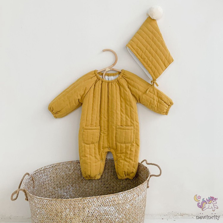 Bộ Jumpsuit Lông Xù Ấm Áp + Mũ Xinh Xắn Đáng Yêu Cho Bé