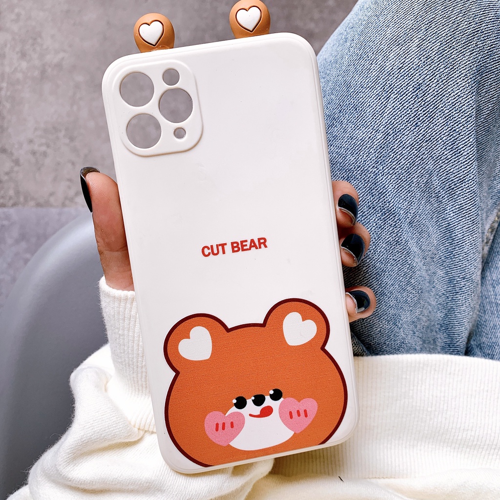Ốp Lưng Silicon Bảo Vệ CAMERA Hình Nổi Bear x Cat x Frog - E070