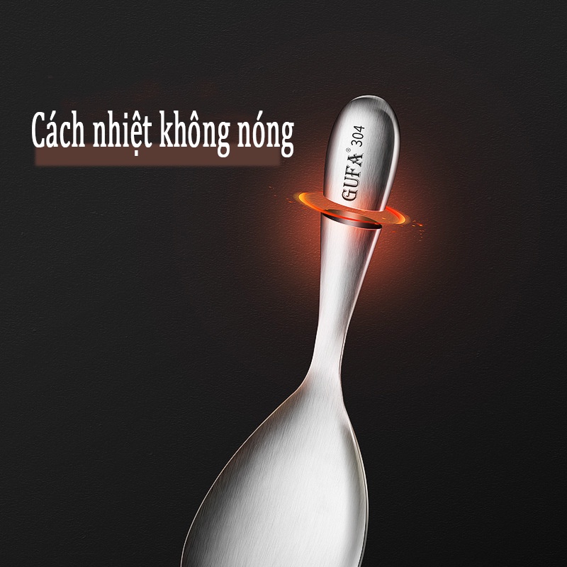 Muôi Xới Cơm Inox Làm bằng 304. thép không gỉ thìa cơm gia đình thìa cơm cán dài vật liệu tiếp xúc thực phẩm