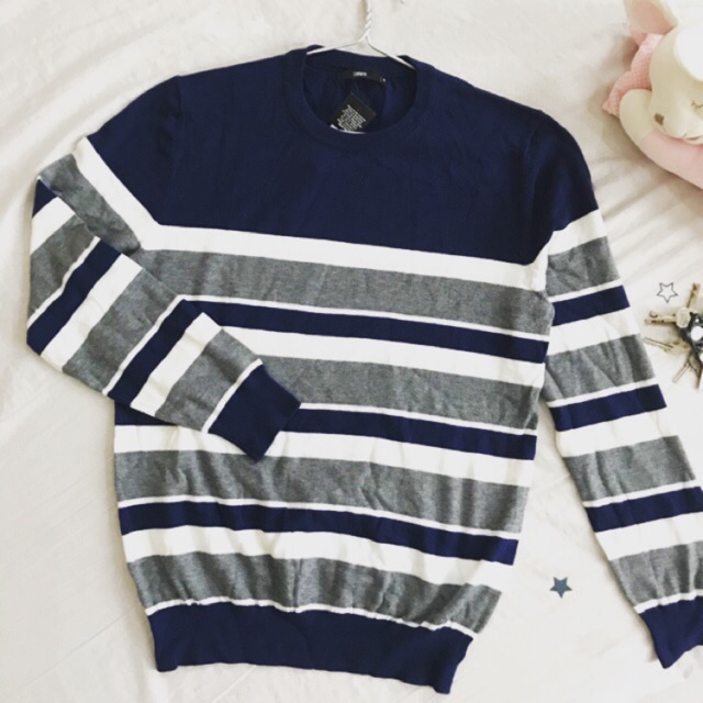 Áo len xanh coban kẻ ngang size M