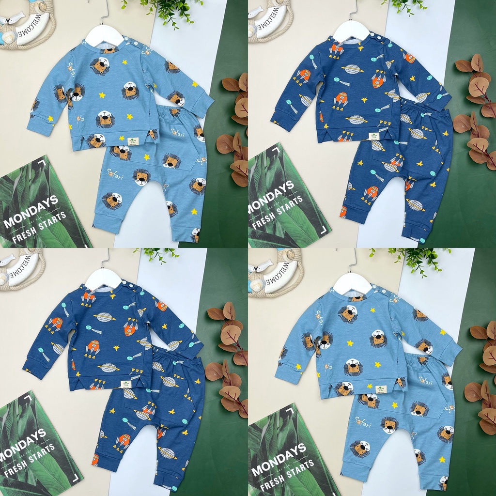 Bộ nỉ da cá sơ sinh có size từ 6-36 months