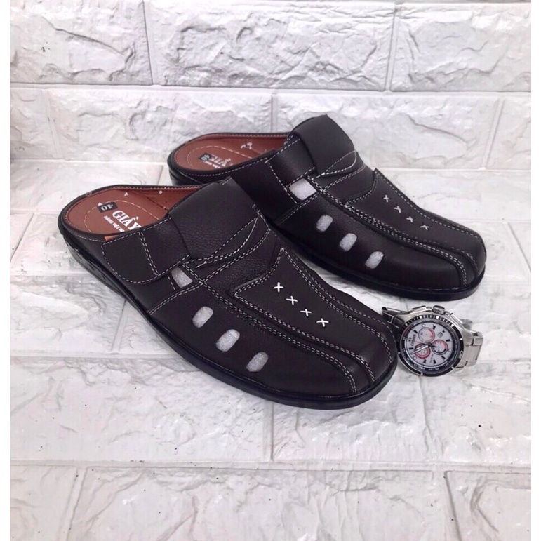 Giày không gót nam màu nâu..da mềm..có lổ thoáng mát..size từ 38-43..đế khâu sẵn rất chắc chắn