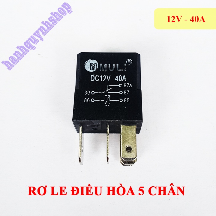 Rơ le điều hòa ô tô 5 chân 12V 40A hoặc 24V 40A màu đen (giá bán 1 cái)