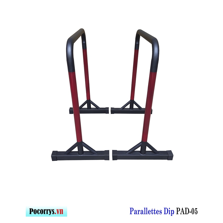 Xà kép Parallettes Dip cao 90cm, Pocorrys PAD-05, Màu đen đỏ