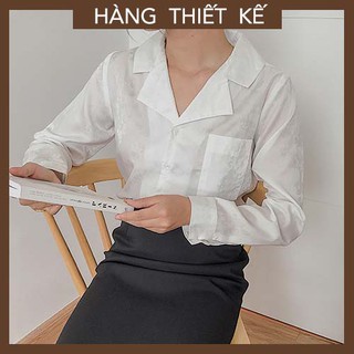 Áo sơ mi nữ giả vest, sơ mi công sở cổ vest hoạ tiết nữ hàng thiết kế