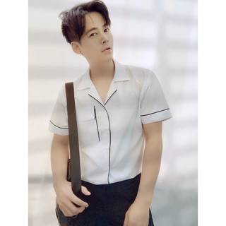 Sơ Mi Pijama Trắng Phối Viền