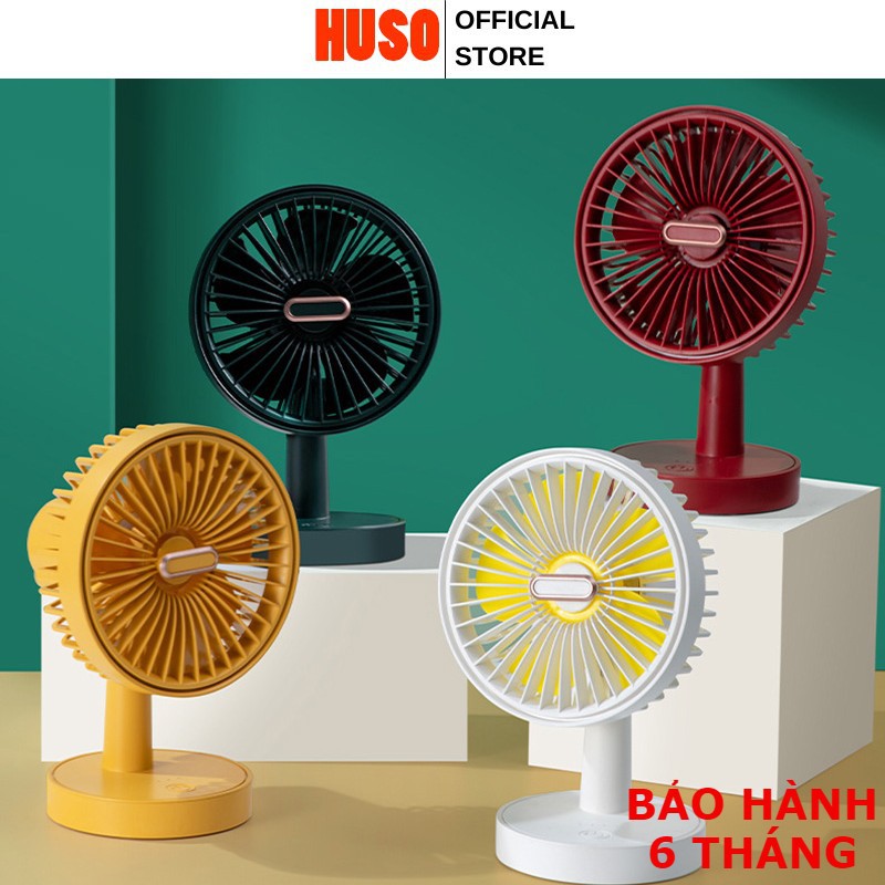 Quạt Tích Điện Mini 5 Cánh - Quạt Sạc Tích điện có xoay - Tích Hợp Đèn ngủ ban đêm - Đặc Biệt An Toàn Với Trẻ Nhỏ