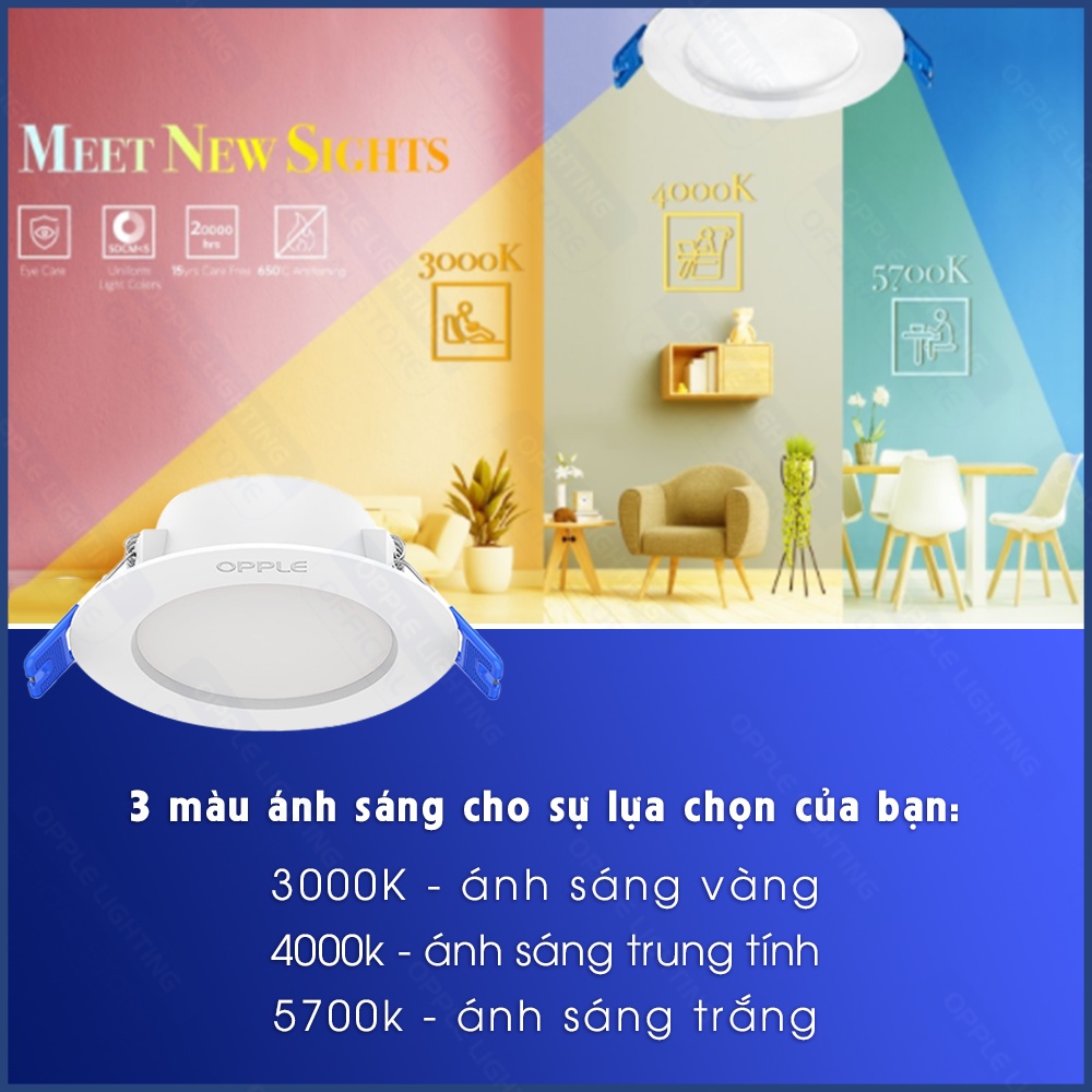 Bộ Đèn LED OPPLE Âm Trần US - Tiết Kiệm Năng Lượng, Ánh Sáng Dễ Chịu