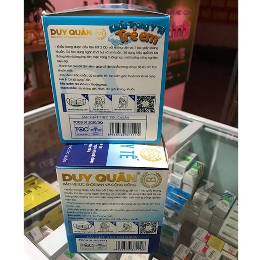 ✅ Khẩu trang y tế cho bé Duy Quân Hộp 50 cái Khẩu trang y tế trẻ em kháng khuẩn, tiệt trùng, nhiều màu