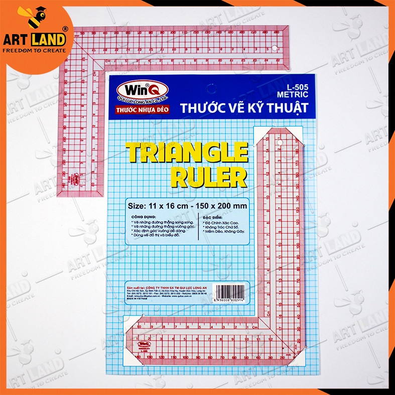 Bộ thước Eke tam giác WinQ - Triangle Ruler Thước kỹ thuật vẽ góc vuông