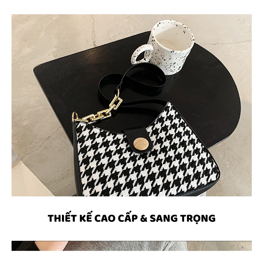 Túi Xách Đeo Vai Túi Nữ Thời Trang Thu Đông Họa Tiết HOUNDSTOOTH & Ngựa Vằn Sành Điệu - Mã XT007