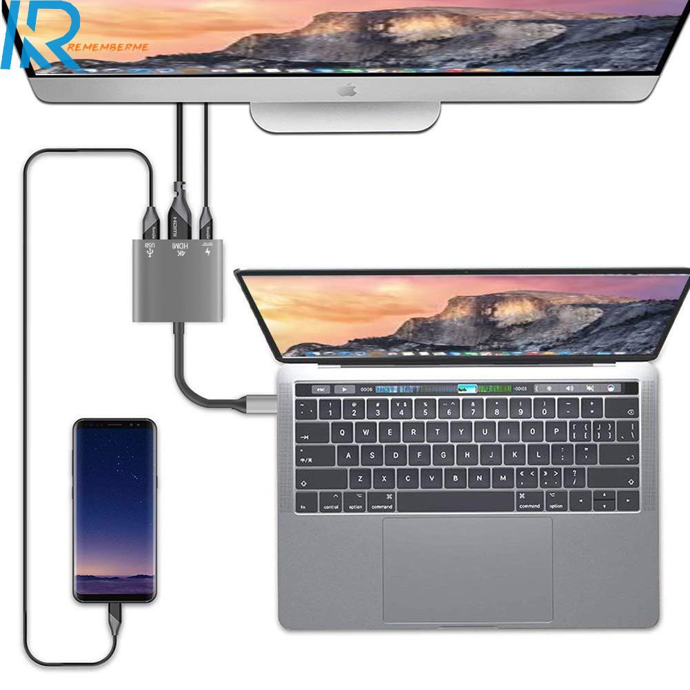 Bộ Chuyển Đổi Cổng Usb 3.1 Type-C Sang Usb 3.0 Pd 4k Hdmi-Compatible