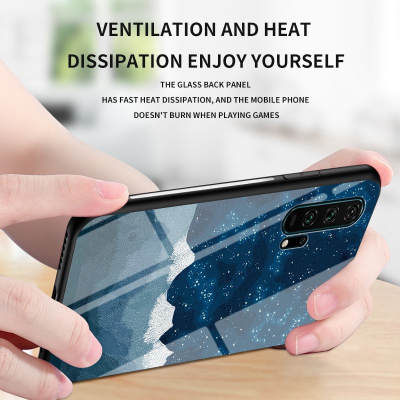 Starry Sky Phone Case Honor 20 Pro 10 lite 9 lite Play 3 Hard Tempered Glass Cover Shockproof