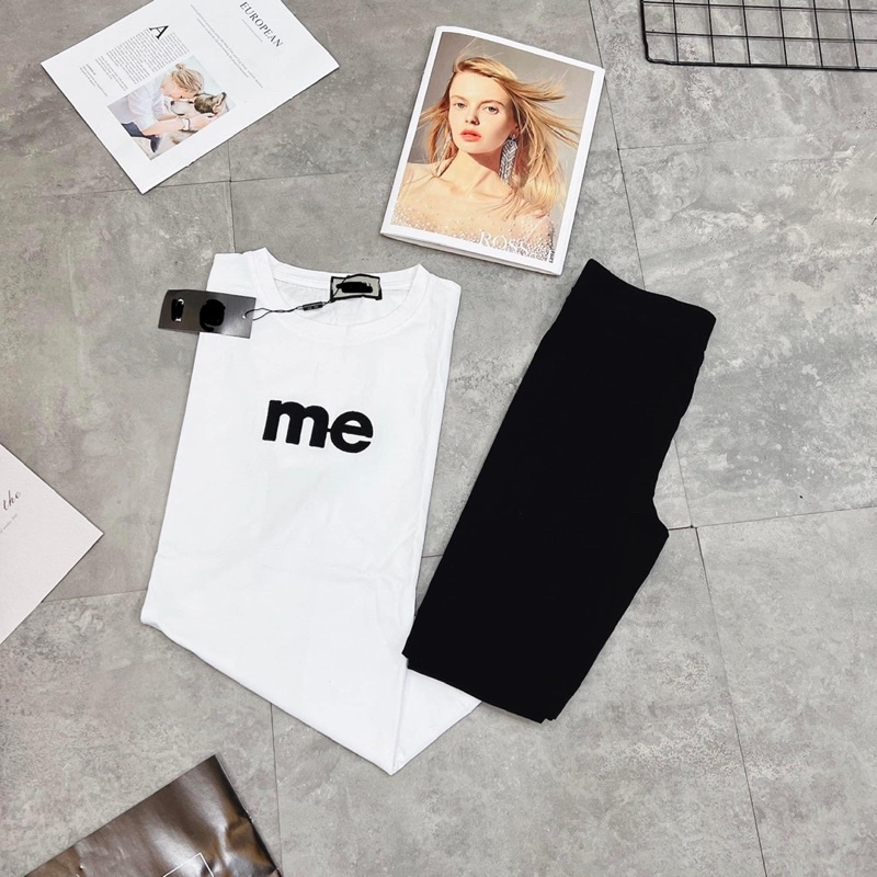 Set áo thun Me + quần legging lửng năng động