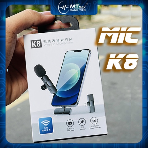 Micro không dây K8 khử tiếng ồn quay video vlog review sản phẩm kết nối