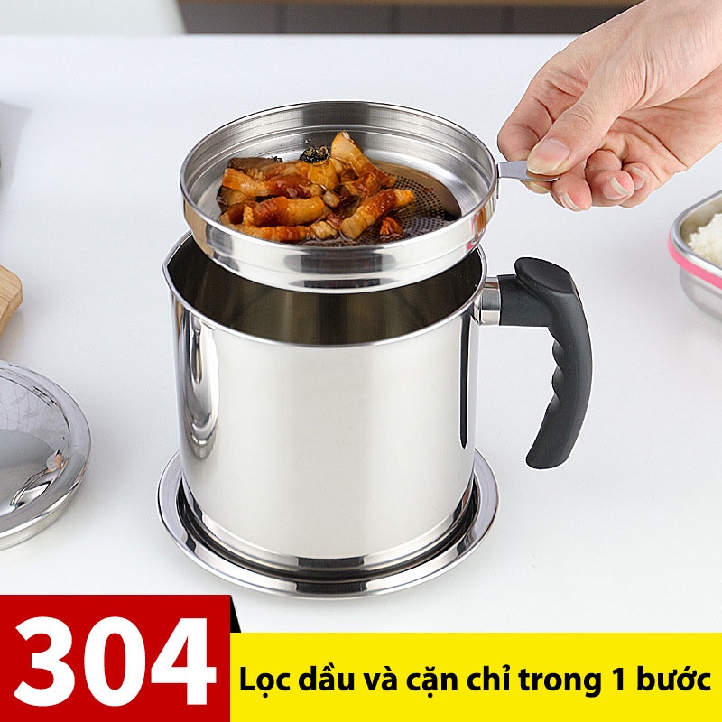 Ca Lọc Dầu Ăn Inox 304, Bình Lọc Trữ Dầu Ăn Có Lưới Lọc Dầu Cực Trong Không Để Lại Cặn