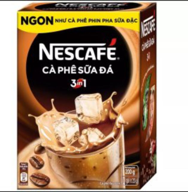 ✨SIÊU SALE✨Cà Phê Nescafe sữa đá 3in1-hộp 10 gói x 20gr (Tặng kèm bình lắc)