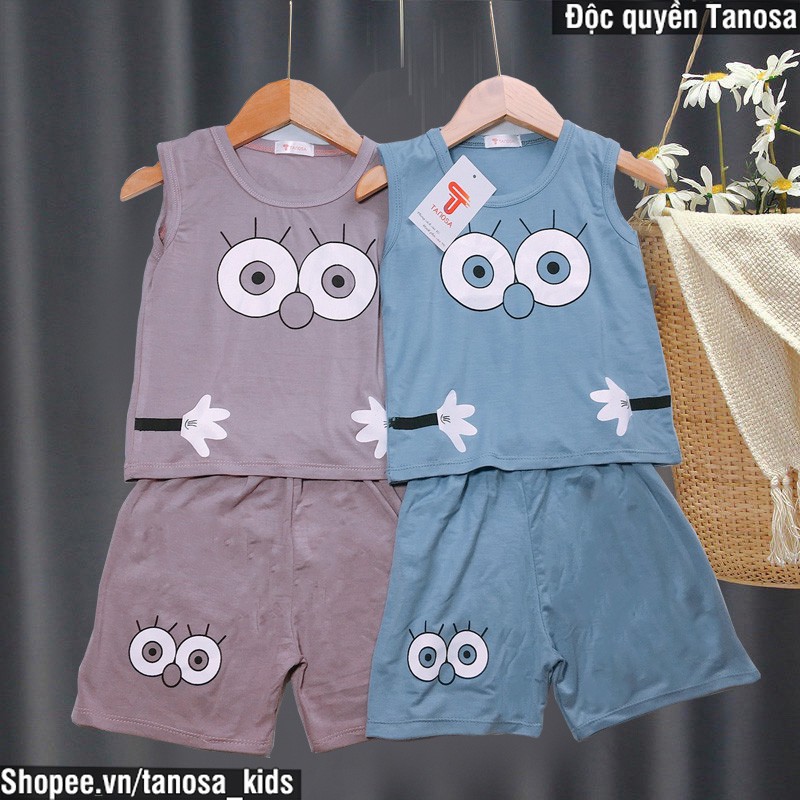 Bộ Ba Lỗ Sát Nách Hình Họa Tiết Đôi Mắt Dễ Thương Cho Bé (8-22Kg) TANOSA KIDS