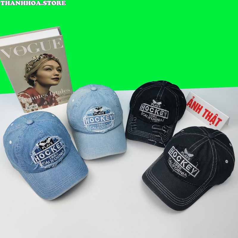 Mũ lưỡi trai nam nữ vải bò, jean cao cấp màu đen, xanh, trắng thời trang thể thao đẹp, chất, cá tính, giá rẻ