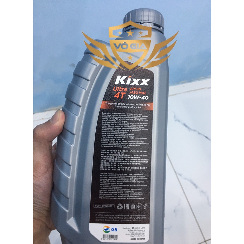 [Mã LIFEAUMAY giảm 10% tối đa 30k đơn 150k] Nhớt Kixx Ultra 4T 10W40 fully Synthetic chai 1L