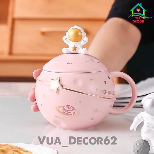 Cốc Uống Nước, Ly Nước Có Nắp, Thìa Decor Dễ Thương 400ml HV01