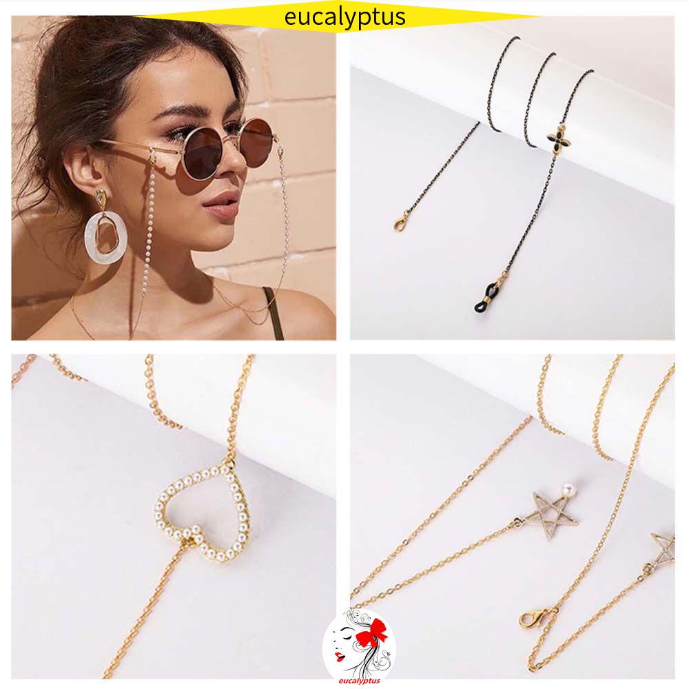 Dây Đeo Kính Đeo Cổ Bằng Hợp Kim Mạ Vàng Mặt Dầu Hình Trái Tim Dễ Thương