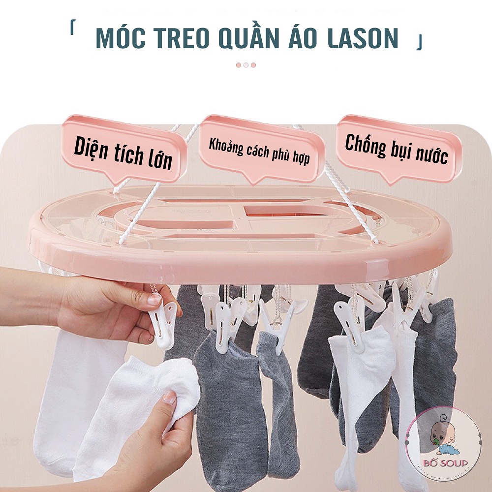 Móc treo quần áo 24 kẹp đa năng, gấp gọn,tiện dụng dây móc