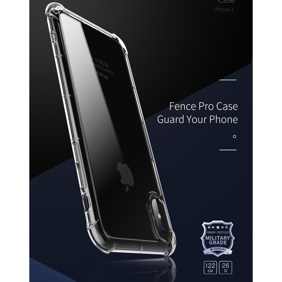 Ốp Lưng dẻo trong suốt chống sốc IPhone X | IPhone Xs Max - Hàng cao cấp hãng Rock