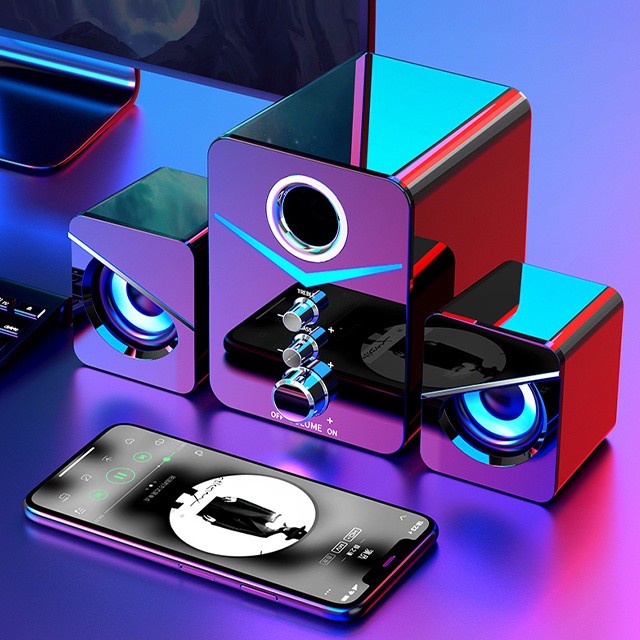 ♠Loa Bluetooth, Máy Tính Để Bàn D221 SUPER BASS Cực Đã, Có LED, Dòng Cho Laptop, Pc, Điện Thoại