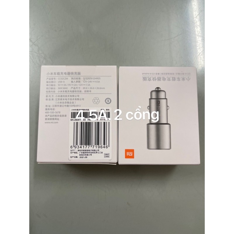 Tẩu sạc ô tô 2 cổng chính hãng Xiaomi