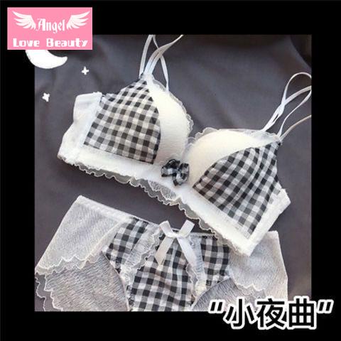 Bộ Đồ Lót Không Gọng Thép Nâng Ngực Nhỏ Hở Lưng Quyến Rũ Cho Nữ