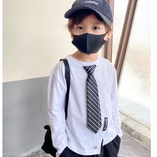 AB286 -Áo phông bé trai trắng kèm cavat sz 90-150, áo bé trai thười trang hàn quốc