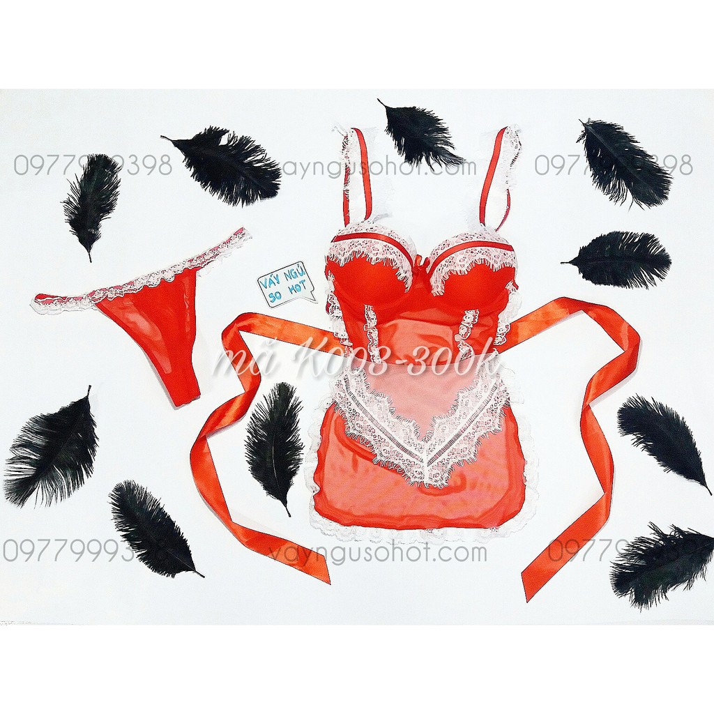 ( clip tự quay + ảnh thật tự chụp ) cosplay hầu gái cúp ngực ren đỏ sexy | BigBuy360 - bigbuy360.vn