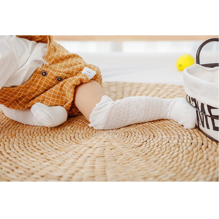 Vớ Cotton Mỏng Cao Qua Gối Phối Lưới Thoáng Khí Chống Muỗi Thời Trang Mùa Hè Cho Bé Từ 0-5 Tuổi 06 Tuổi