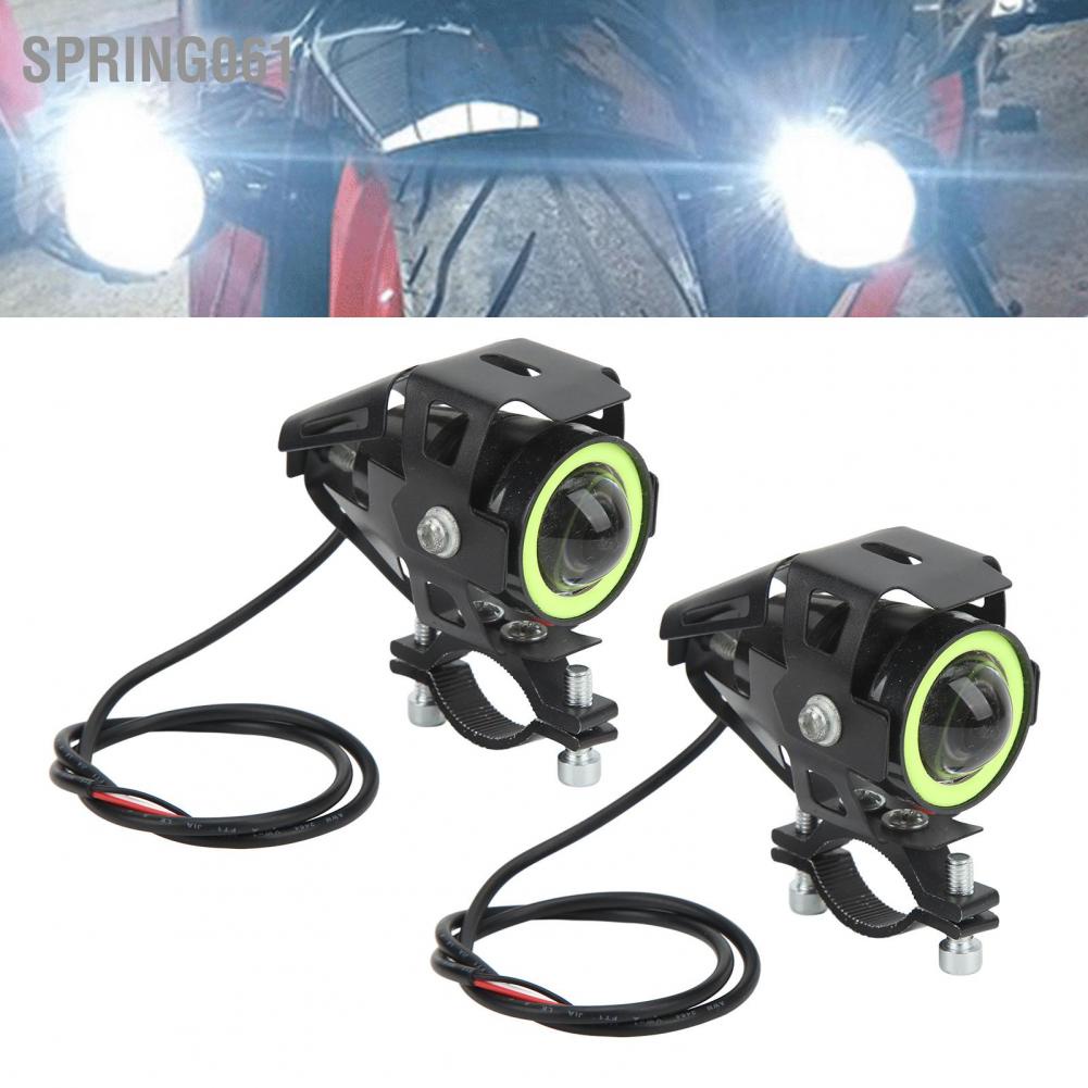 Spring061 2pcs Motorcycle LED Spotlight Green Lighting 12‑80V Angel Eye Waterproof Work Lamp for Boats Cars