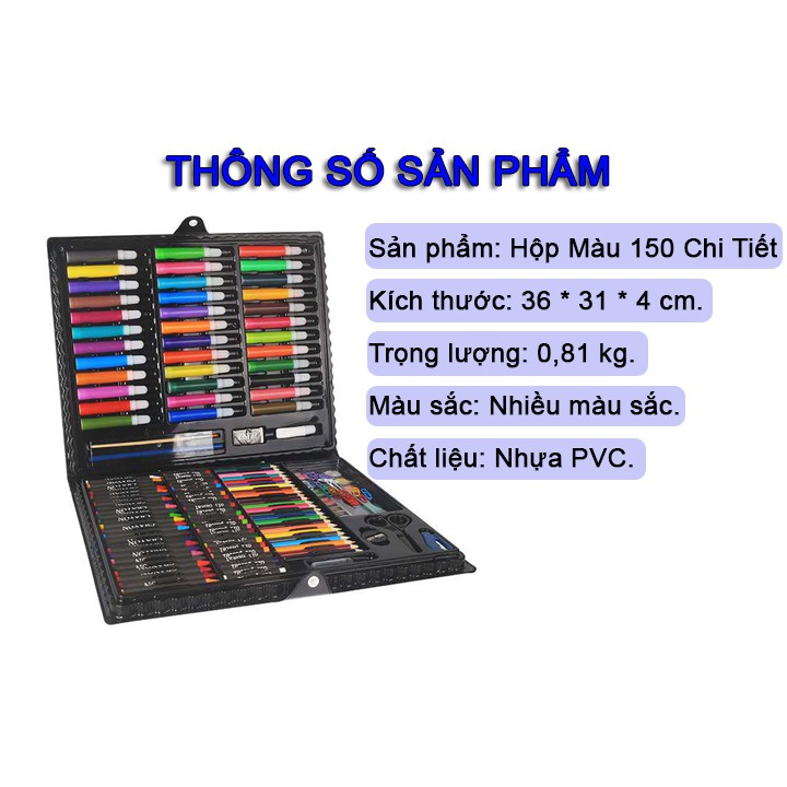 Hộp Màu 150 Chi Tiết Loại 1 Cho Bé Tập Làm Họa Sĩ Nhí