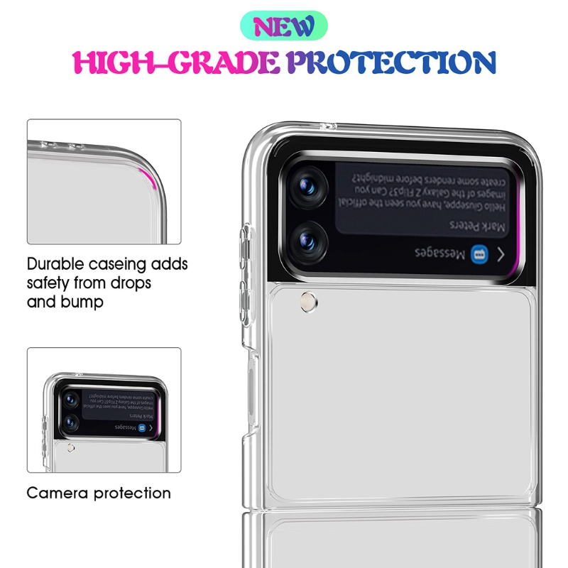 Ốp điện thoại tpu trong suốt chống sốc tích hợp sạc không dây đa năng cho Samsung Galaxy Z Flip 3