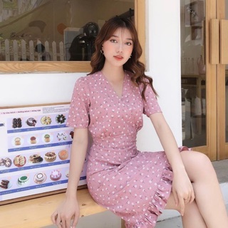 Váy hoa nhí cổ V
