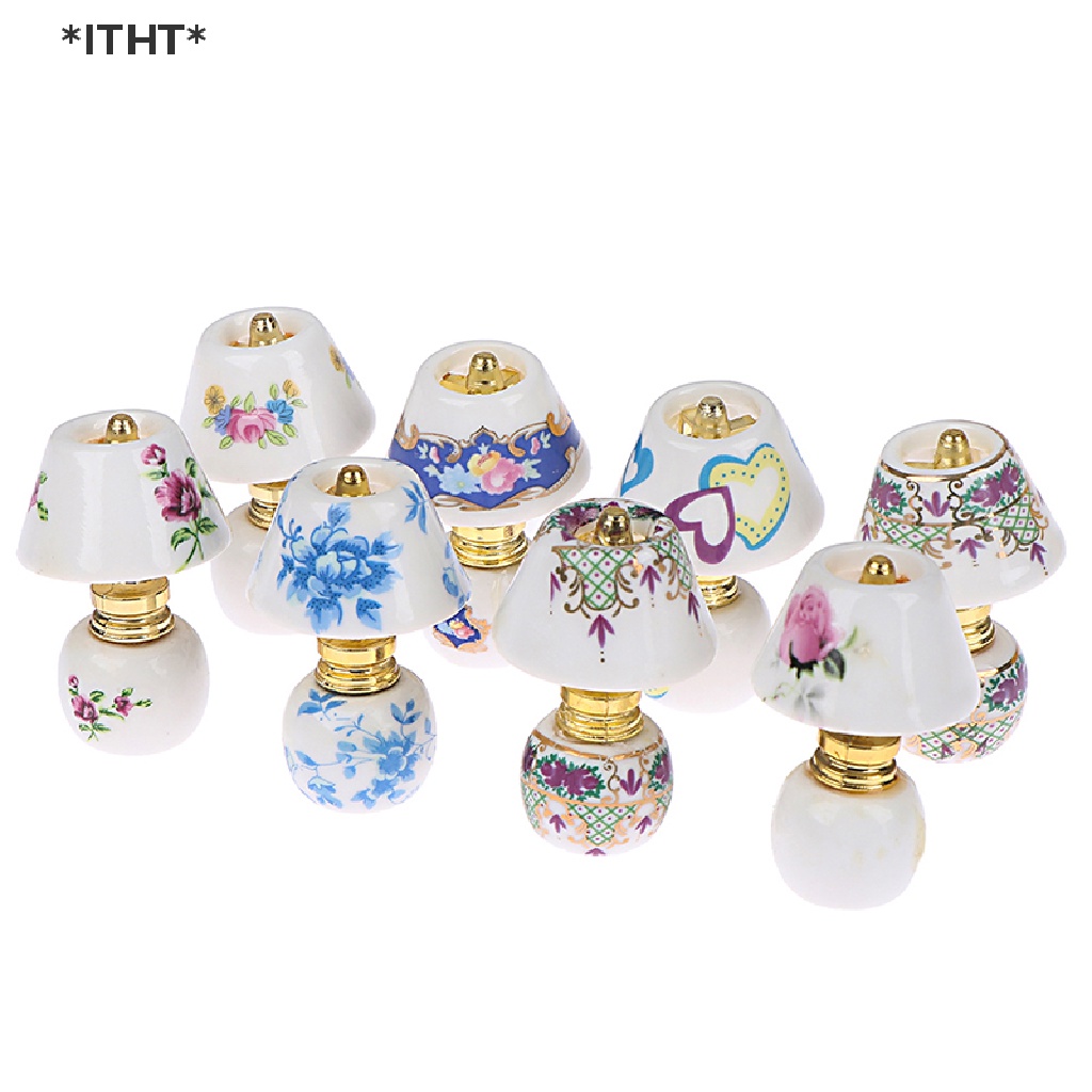 Đèn Để Bàn Mini Bằng Gốm Tỉ Lệ 1: 12 Dùng Trang Trí Nhà Búp Bê